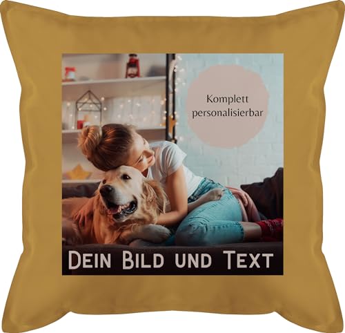 Kissen 50x50 - eigenem - Foto Bild Geschenk - 50 x 50 cm - Gelb - zum selber Machen Druck Bedrucken Lassen individuell selbst gestaltet Fotodruck eigene Bilder wunschtext individueller Aufdruck von Geschenk mit Namen personalisiert by Shirtracer