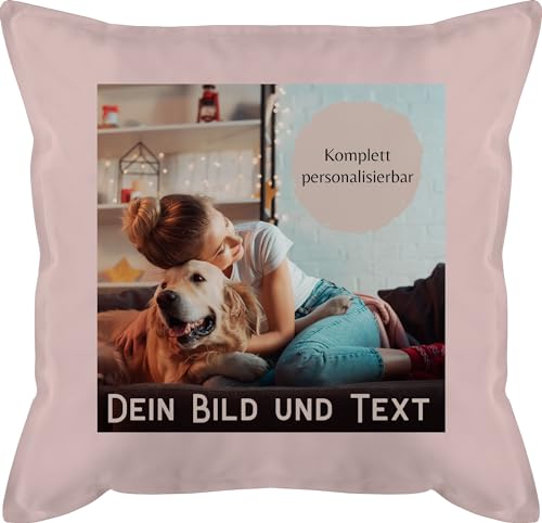 Kissen 50x50 - eigenem - Foto Bild Geschenk - 50 x 50 cm - Hellrosa - Bedrucken selber drucken und Text Sofa Haustier Bilder drucker fotopolster eigenes fotogeschenke individuell eigenen Druck von Geschenk mit Namen personalisiert by Shirtracer