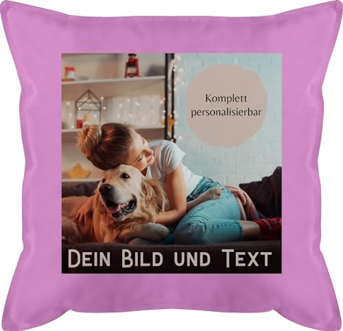 Kissen 50x50 - eigenem - Foto Bild Geschenk - 50 x 50 cm - Pink - selber drucken online Bedrucken personalisierten Druck Fotos und Text selbst beschriften individuellem Aufdruck wunschbild von Geschenk mit Namen personalisiert by Shirtracer