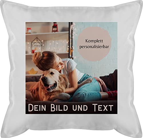 Kissen 50x50 - eigenem - Foto Bild Geschenk - 50 x 50 cm - Weiß - fotokissen fotopolster selbst drucken Fotos schmusekissen Fotodruck gestalten personalisiertes Photo and Text männerkissen eigenes von Geschenk mit Namen personalisiert by Shirtracer