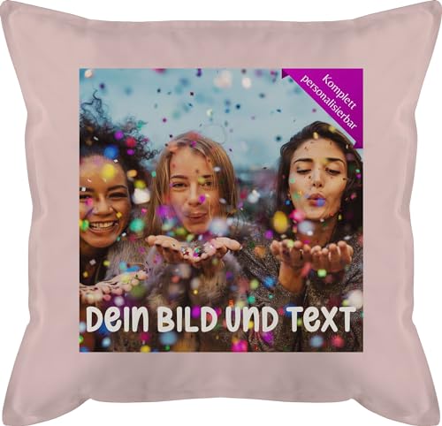 Kissen 50x50 - Foto eigenem Bild - Fotogeschenk - 50 x 50 cm - Hellrosa - selber machen selbst gestalten bilder drucker eigenen bildern eigener druck bedrucken lassen wunschtext individuell von Geschenk mit Namen personalisiert by Shirtracer