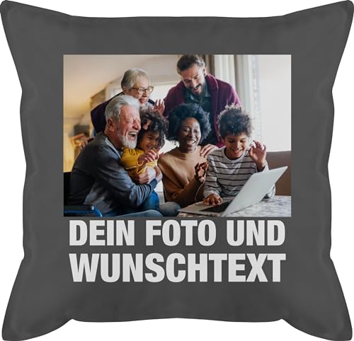 Kissen 50x50 - Mit Bild eigenem Foto Name Text Wunschtext - 50 x 50 cm - Grau - selbst drucken gestalten fotokissen selber Bedrucken Fotodruck Bilder baumwollkiste personalisierter Freunde von Geschenk mit Namen personalisiert by Shirtracer