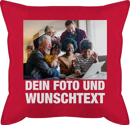 Kissen 50x50 - Mit Bild eigenem Foto Name Text Wunschtext - 50 x 50 cm - Rot - fotokissen+selbst+gestalten gestalten selbst selber Machen persoenlichem eigenen Druck Bedrucken Bilder drucker Custom von Geschenk mit Namen personalisiert by Shirtracer