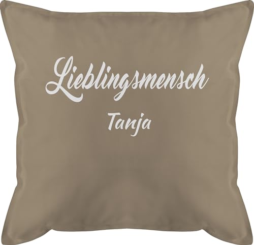 Kissen 50x50 - Freundin - Lieblingsmensch Lettering mit Name - 50 x 50 cm - Beige - Freundinnen Geschenke Beste Gute personalisierte für lustig Frauen eine Partner Kissenbezug von Geschenk mit Namen personalisiert by Shirtracer