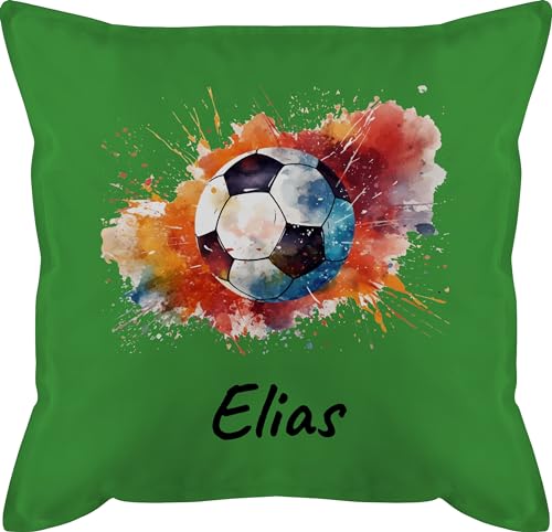 Kissen 50x50 - Fußball Fußballer Fußballfan Fußballerin Geschenk - 50 x 50 cm - Grün - füllung Fussball Geschenke für Fussballfans Sofa Name fußballmotiv personalisierte Fussballer von Geschenk mit Namen personalisiert by Shirtracer