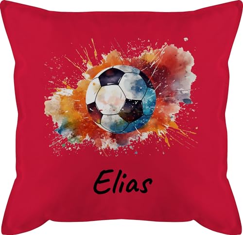 Kissen 50x50 - Fußball Fußballer Fußballfan Fußballerin Geschenk - 50 x 50 cm - Rot - personalisierte Fussball Geschenke für fußballfans und Jungen Fussballer personalisierter Druck Name Junge von Geschenk mit Namen personalisiert by Shirtracer