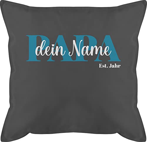 Kissen 50x50 - zum Vatertag - Schriftzug Papa Namen Kinder - 50 x 50 cm - Grau - personalisierte Geschenke Vater Vatertagsgeschenk väter für Papa... Papas dad personalisiertes papatags von Geschenk mit Namen personalisiert by Shirtracer