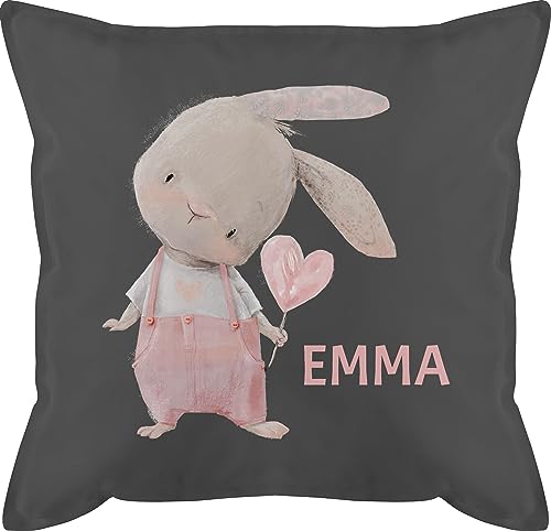 Kissen 50x50 - Mädchen Hase Rabbit Häschen Langohr Süße Hasen - 50 x 50 cm - Grau - für hasenliebhaber Name hasenmotiv Motiv personalisierte Geschenke einem Osterhase personalisierter Ostern von Geschenk mit Namen personalisiert by Shirtracer