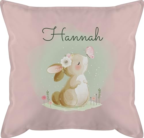 Kissen 50x50 - Süßer Hase Bunny Rabbit Hasen Kaninchen - 50 x 50 cm - Hellrosa - häschen Langohr hasenliebhaber Osterhase Oster Name hasenmotiv Ostern personalisierter Motiv süße für einem von Geschenk mit Namen personalisiert by Shirtracer