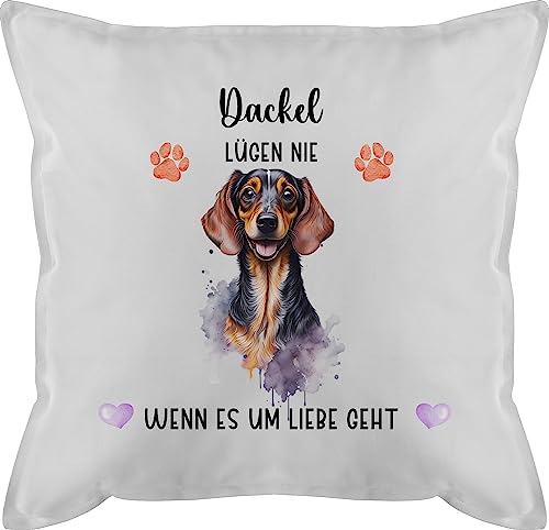 Kissen 50x50 - Hunde - Dackel - Geschenk Hundebesitzern - 50 x 50 cm - Weiß - kissenhülle Hund Hundebesitzer dackelmotiv sofakissen Kissen+hundemotiv hundemotiv Bedrucken personalisierte Hunden von Geschenk mit Namen personalisiert by Shirtracer