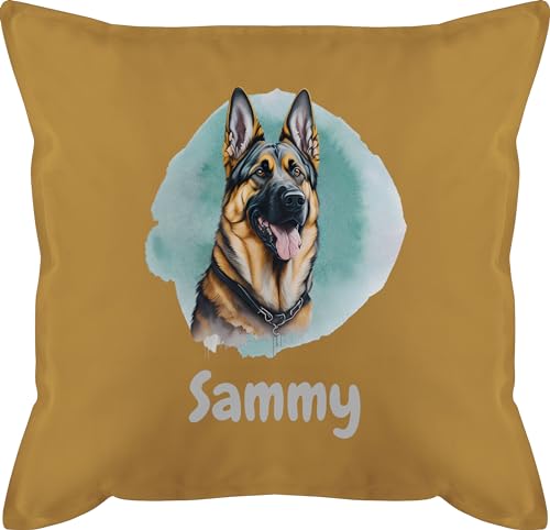 Kissen 50x50 - Hunde - Deutscher Schäferhund - Hundebesitzern Geschenk - 50 x 50 cm - Gelb - personalisierte Hund Geschenke Hundebesitzer Name selbst Design hundemotiv Hunden eigenem tiermotive von Geschenk mit Namen personalisiert by Shirtracer