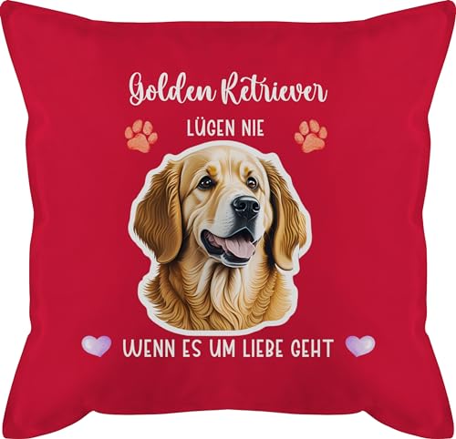 Kissen 50x50 - Hunde - Golden Retriever - Geschenk Hundebesitzern - 50 x 50 cm - Rot - kissenhülle Hund hundemotive personalisierte Hunde. Name Dog hundemotiv Geschenke Hundebesitzer Hunden von Geschenk mit Namen personalisiert by Shirtracer