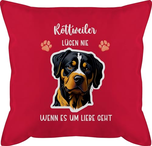 Kissen 50x50 - Hunde - Rottweiler - Geschenk Hundebesitzern - 50 x 50 cm - Rot - kissenhülle Hund hundemotiv Kissen+hundemotiv Hunden personalisierte hundespruch Hunde. Name und personalisiertes von Geschenk mit Namen personalisiert by Shirtracer