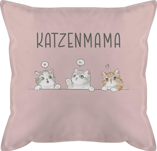 Kissen 50x50 - Katze Katzen - Katzenmama Katzenbesitzerin Katzenliebhaberin Katzenmutter - 50 x 50 cm - Hellrosa - personalisierte katzenmotiven katzenmotiv Cats personalisiertes cat süße von Geschenk mit Namen personalisiert by Shirtracer