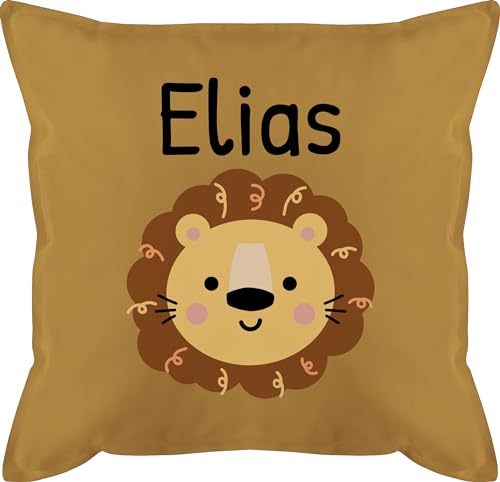 Kissen 50x50 - Löwen - Süßer Löwe - Kindergarten Kita - 50 x 50 cm - Gelb - kissenhülle Leo Name löwenmähne Kinder Cushions personalisiertes kindergartentag füllung zierkissen Couch für von Geschenk mit Namen personalisiert by Shirtracer