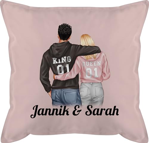 Kissen 50x50 - Ideen - Partner Geschenke Paar King Queen Couple Pärchen Weihnachts-Geschenke Valentinstag - 50 x 50 cm - Hellrosa - pärchenkisse paare liebe für kissenbezug jahrestag von Geschenk mit Namen personalisiert by Shirtracer