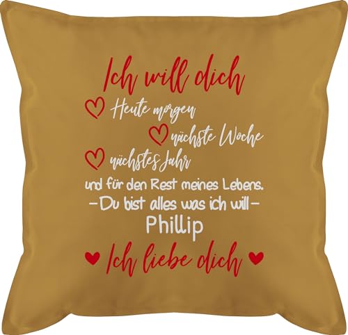 Kissen 50x50 - Partnerin - Ich Will Dich für den Rest meines Lebens - Ich Liebe Dich Sagen mit Name - weiß - 50 x 50 cm - Gelb - personalisiertes Partner Meinen füllung liebes persönliches ihn von Geschenk mit Namen personalisiert by Shirtracer