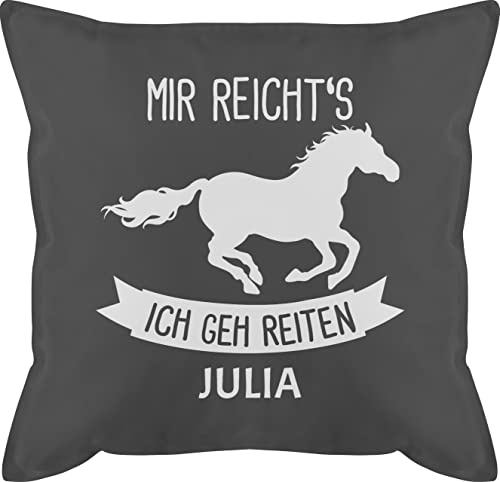 Kissen 50x50 - Pferd Pferde - Mir reichts ich GEH reiten - 50 x 50 cm - Grau - pferdekissen mädchen pferdezubehör personalisierte Horse Pferde+Kissen pferden Name pferdefan personalisiertes von Geschenk mit Namen personalisiert by Shirtracer