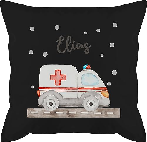 Geschenk mit Namen personalisiert by Shirtracer Kissen 50x50 - Krankenwagen Blaulicht Rettungswagen Ambulanz Rettungsauto Rettungsdienst - 50 x 50 cm - Schwarz - Geschenke von Geschenk mit Namen personalisiert by Shirtracer