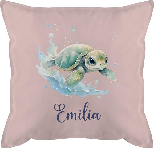 Kissen 50x50 - Zootiere - Schildkröte Panzertier - 50 x 50 cm - Hellrosa - schildkröten Turtle personalierten schildkrötenmotiv und Turtles personalisierte Name Geschenke Thema von Geschenk mit Namen personalisiert by Shirtracer