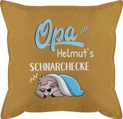 Kissen 50x50 - Opas Schnarchecke Faultier - Geschenk Opa Geschenkidee Opi Weihnachten Geburtstag - 50 x 50 cm - Gelb - Pillow für schnarcher Geschenke Kissenbezug Name personalisiertes füllung von Geschenk mit Namen personalisiert by Shirtracer