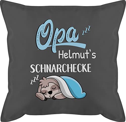 Kissen 50x50 - Opas Schnarchecke Faultier - Geschenk Opa Geschenkidee Opi Weihnachten Geburtstag - 50 x 50 cm - Grau - Geschenke für schnarcher Name kissenbezüge personalisierte schnarch Pillow von Geschenk mit Namen personalisiert by Shirtracer