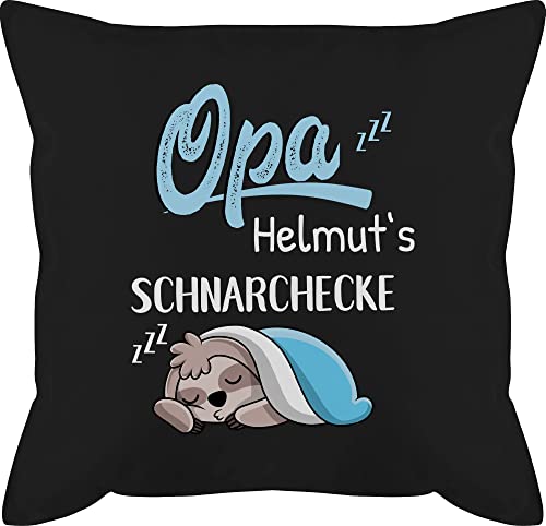 Kissen 50x50 - Opas Schnarchecke Faultier - Geschenk Opa Geschenkidee Opi Weihnachten Geburtstag - 50 x 50 cm - Schwarz - für Name Schnarchen Kissenbezug personalisierte Geschenke personalisiertes von Geschenk mit Namen personalisiert by Shirtracer