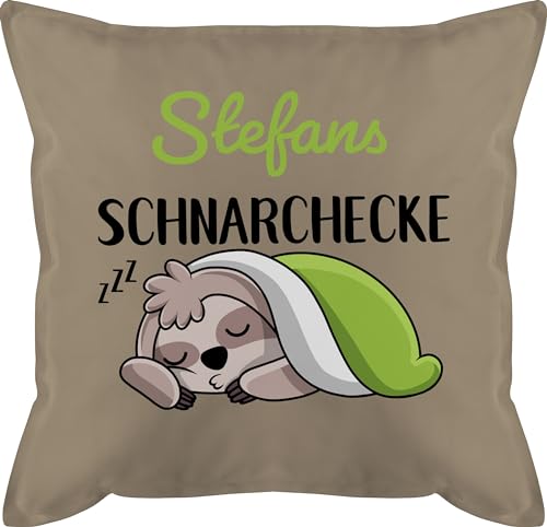 Kissen 50x50 - Schnarchecke Faultier - 50 x 50 cm - Beige - Name Geschenke für schnarcher Schnarchen namensdruck couchkissen Spruch schnarch bezug faultieren personalisiertes kissenbezüge lustig von Geschenk mit Namen personalisiert by Shirtracer