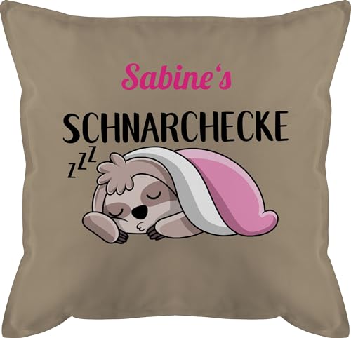 Kissen 50x50 - Schnarchecke Faultier - 50 x 50 cm - Beige - Geschenke für schnarcher schnarch bezug personalisiertes Schnarchen Kissenbezug Name personalisierte von Geschenk mit Namen personalisiert by Shirtracer