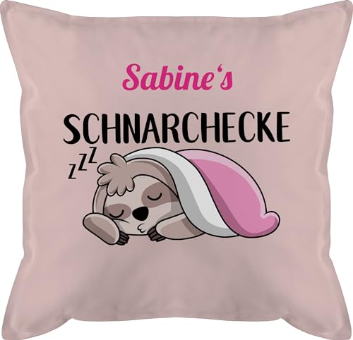 Kissen 50x50 - Schnarchecke Faultier - 50 x 50 cm - Hellrosa - Geschenke für schnarcher schnarch bezug personalisierte Schnarchen Kissenbezug Name personalisiertes von Geschenk mit Namen personalisiert by Shirtracer