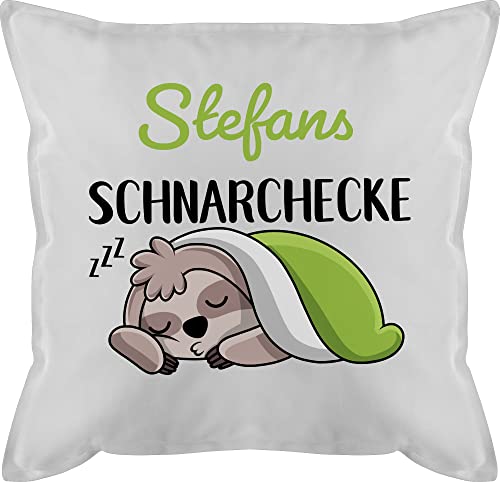 Kissen 50x50 - Schnarchecke Faultier - 50 x 50 cm - Weiß - Name Geschenke für schnarcher Schnarchen namensdruck Kissenbezug faultieren personalisiertes schnarch sofakissen Spruch personalisierte von Geschenk mit Namen personalisiert by Shirtracer