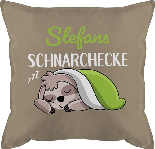 Kissen 50x50 - Schnarchecke Faultier - Geschenk - 50 x 50 cm - Beige - Geschenke für schnarcher schnarch füllung Name Schnarchen personalisierte personalisiertes von Geschenk mit Namen personalisiert by Shirtracer