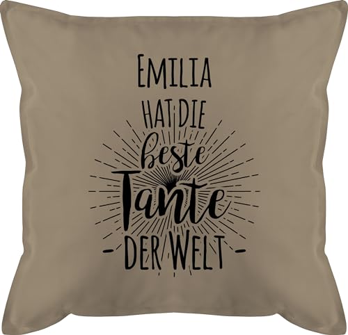 Kissen 50x50 - Tante ist die Beste - Ich Habe die Beste Tante der Welt - Für die Beste Tante Geschenk - Auntie - 50 x 50 cm - Beige - tanten personalisierte Geschenke personalisiertes Ideen von Geschenk mit Namen personalisiert by Shirtracer