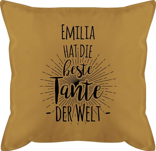 Kissen 50x50 - Tante ist die Beste - Ich Habe die Beste Tante der Welt - Für die Beste Tante Geschenk - Auntie - 50 x 50 cm - Gelb - tanten personalisierte Geschenke personalisiertes Ideen von Geschenk mit Namen personalisiert by Shirtracer