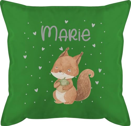 Kissen 50x50 - Tiere - Eichhörnchen Eichhorn Squirrel - 50 x 50 cm - Grün - und Personalisieren Dino Waldtiere Tier Tieren Name Motiv kleine personalisierte Geschenke Tiger von Geschenk mit Namen personalisiert by Shirtracer