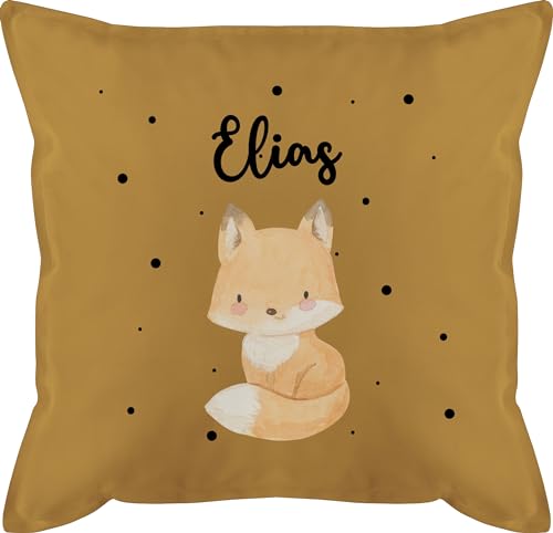 Kissen 50x50 - Tiere - Süßer Fuchs - 50 x 50 cm - Gelb - Name kleine personalisierte Geschenke und Motiv Tier Personalisieren Dino Tieren Tiger von Geschenk mit Namen personalisiert by Shirtracer