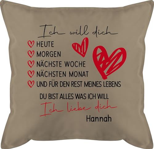 Kissen 50x50 - Partner Ideen - Ich Liebe Dich Geschenk - 50 x 50 cm - Beige - für Paare hab lieb zierkissen patnergeschenke valentins Tag Kissenbezug Freund Girlfriend Pillow von Geschenk mit Namen personalisiert by Shirtracer