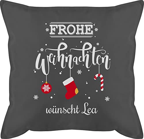 Kissen 50x50 - Weihnachtskissen Christmas Geschenke - Frohe Weihnachten Lettering Wunschtext - 50 x 50 cm - Grau - weihnachtliche weihnachtsmotiven bezug personalisierte weihnachtlich zierkissen von Geschenk mit Namen personalisiert by Shirtracer