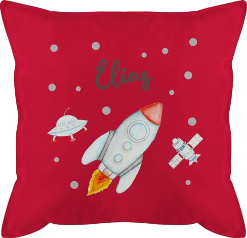 Kissen 50x50 - Weltall - Rakete Flugrakete Raumfahrt Weltraum Astronaut Geschenk - 50 x 50 cm - Rot - NASA raketen Planeten Astronauten von Geschenk mit Namen personalisiert by Shirtracer