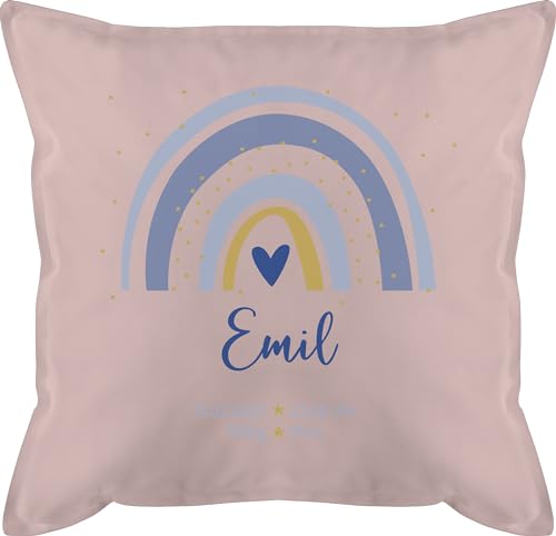 Kissen 50x50 - Zur - Geschenk Geburt mit Geburtsdaten Geschenk Regenbogen mit Name - 50 x 50 cm - Hellrosa - personalisierte Baby Geschenke personalisiertes neugeborenen namenskissen von Geschenk mit Namen personalisiert by Shirtracer