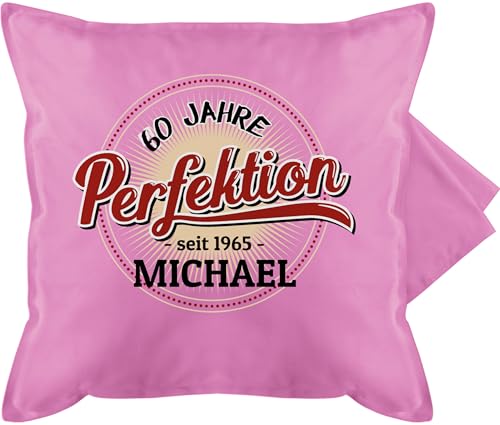 Kissenbezug - 60. Geburtstag Kissen - 60 Jahre Perfektion - seit 1965 - 50 x 50 cm - Pink - zum beschriften 60.geburtstag sechzigster sechzig 60.ter 1994 60ter 60ten sixty 60iger von Geschenk mit Namen personalisiert by Shirtracer