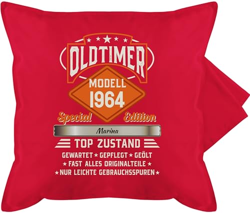 Kissenbezug - 60. Geburtstag - Kissen - Oldtimer Special Vintage 1964 mit Name - 50 x 50 cm - Rot - 60 1963 zum 1962 Jahre 60.Geburtstag personalisierte Geschenke beschriften Jahrgang von Geschenk mit Namen personalisiert by Shirtracer