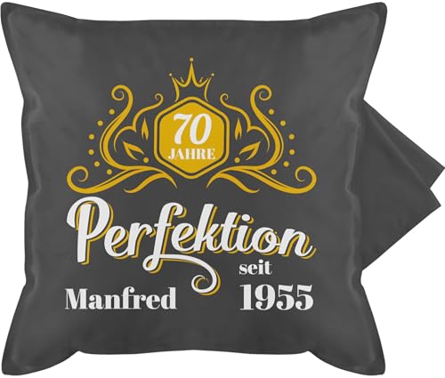 Kissenbezug - 70. Geburtstag - Kissen - 70 Jahre Perfektion seit 1955 Legende - 50 x 50 cm - Grau - Geschenke zum Gravur 70.Geburtstag personalisierte 70er 70sten 70th 70igster sprüche von Geschenk mit Namen personalisiert by Shirtracer