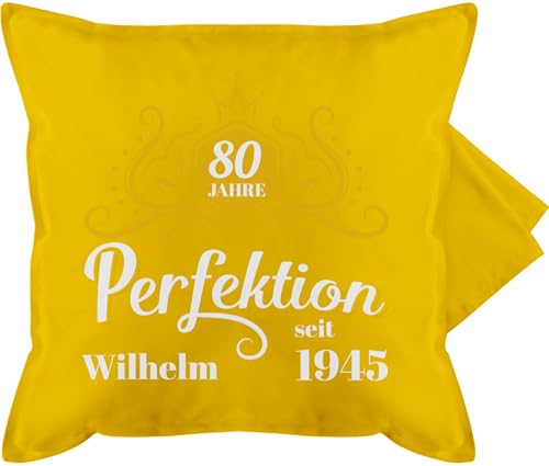 Kissenbezug - 80. Geburtstag - Kissen - 80 Jahre Perfektion seit 1945 Legende - 50 x 50 cm - Gelb - achtzigster 1944 80.Geburtstag Geschenke zum 1943 80+Geburtstag+Geschenk Name personalisierte von Geschenk mit Namen personalisiert by Shirtracer