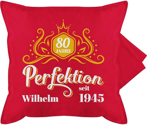 Kissenbezug - 80. Geburtstag - Kissen - 80 Jahre Perfektion seit 1945 Legende - 50 x 50 cm - Rot - achtzigster 1944 80.Geburtstag Geschenke zum 1943 80+Geburtstag+Geschenk Name personalisierte von Geschenk mit Namen personalisiert by Shirtracer