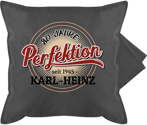Kissenbezug - 80. Geburtstag Kissen - 80 Jahre Perfektion - seit 1945 - mit Name - 50 x 50 cm - Grau - zum Mann Aufdruck achtzigster 1942 80.Geburtstag 1944 80er 1943 Geschenke von Geschenk mit Namen personalisiert by Shirtracer