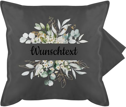 Kissenbezug - Aufdruck selbst gestalten - Wunschtext Text I eigener Text - 50 x 50 cm - Grau - ästhetische kissenbezüge Schriftzug Kissen Bedrucken Lassen personalisierte Blumen Pillow Spruch von Geschenk mit Namen personalisiert by Shirtracer