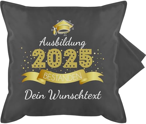 Kissenbezug - Ausbildung bestanden 2025 | Ausbildung Bestanden Geschenk | Geschenk Bestandene Ausbildung | Geschenk Abschluss Ausbildung - 50 x 50 cm - Grau - zur bestandenen abschlussprüfung von Geschenk mit Namen personalisiert by Shirtracer