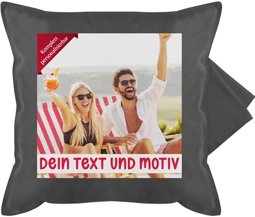 Kissenbezug - Bild - Eigenem Foto Geschenk - 50 x 50 cm - Grau - selber gestalten Kissen Bedrucken drucken Dein Bilder drucker Text fotogeschenke Lassen Baumwolle eigenen Druck auf EIN Custom von Geschenk mit Namen personalisiert by Shirtracer