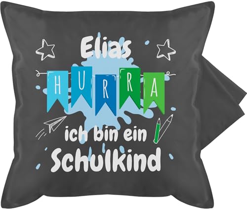 Kissenbezug - Einschulung Kissen - Hurra ich Bin EIN Schulkind - 50 x 50 cm - Grau - kuschelkissen Schulanfang sitzkissen Schule schulanfänger Name personalisierte Geschenke Kissenbezug - Einschulung Kissen - Hurra ich Bin EIN Schulkind - 50 x 50 cm - Grau - kuschelkissen Schulanfang sitzkissen Schule schulanfänger Name personalisierte Geschenke von Geschenk mit Namen personalisiert by Shirtracer